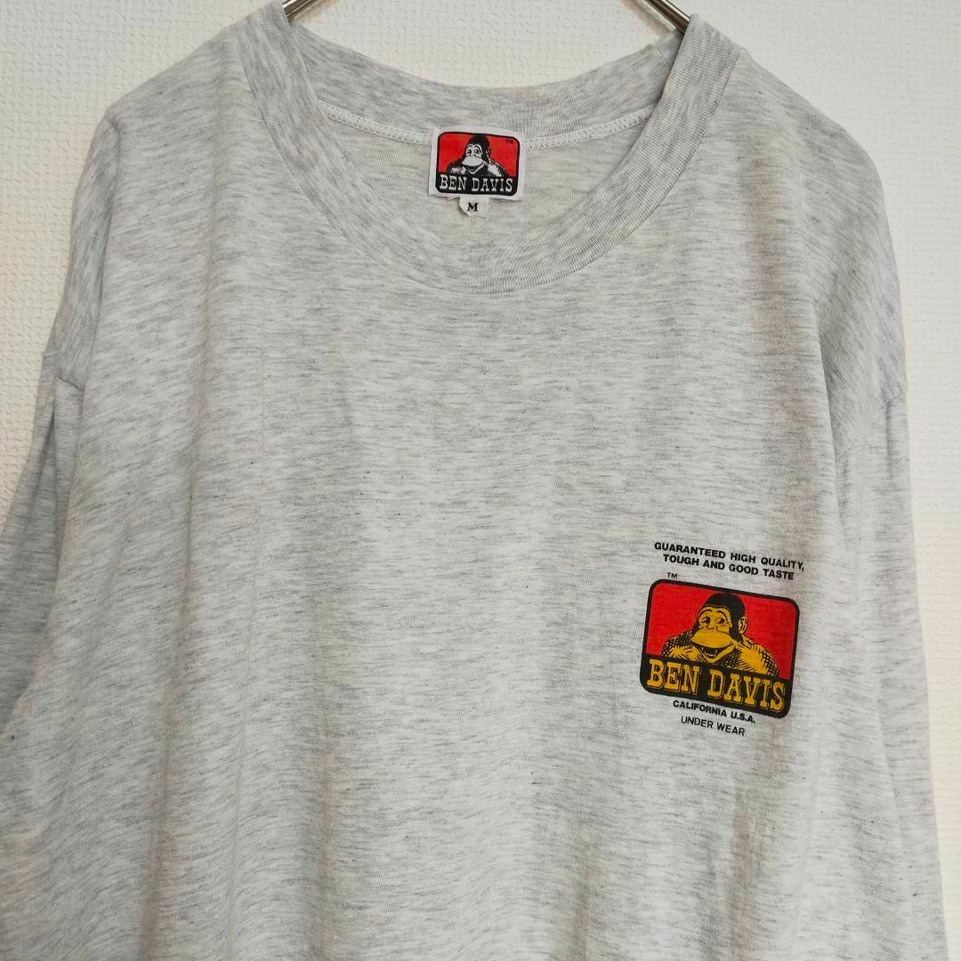 BEN DAVIS(ベンデイビス)の90s ベンデイビス メンズ ロンT 長袖 グレー ワンポイント プリント M メンズのトップス(Tシャツ/カットソー(七分/長袖))の商品写真