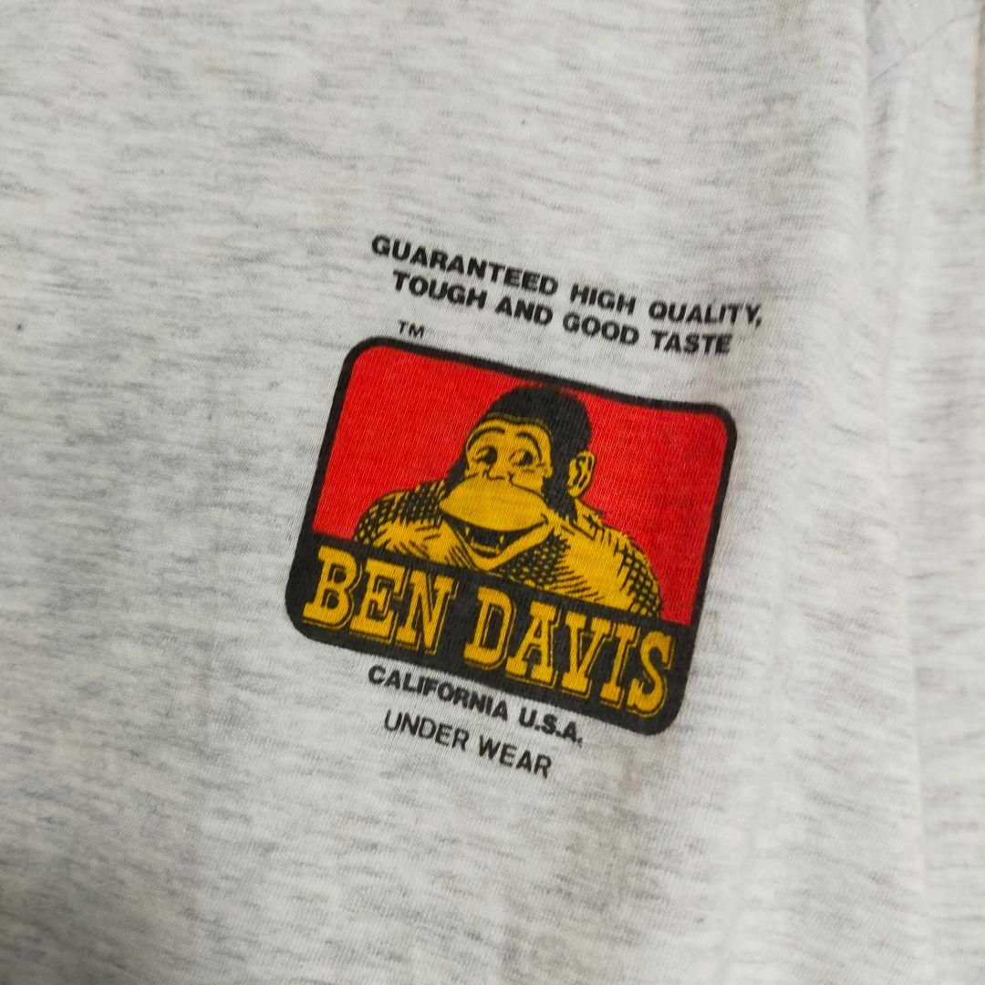 BEN DAVIS(ベンデイビス)の90s ベンデイビス メンズ ロンT 長袖 グレー ワンポイント プリント M メンズのトップス(Tシャツ/カットソー(七分/長袖))の商品写真