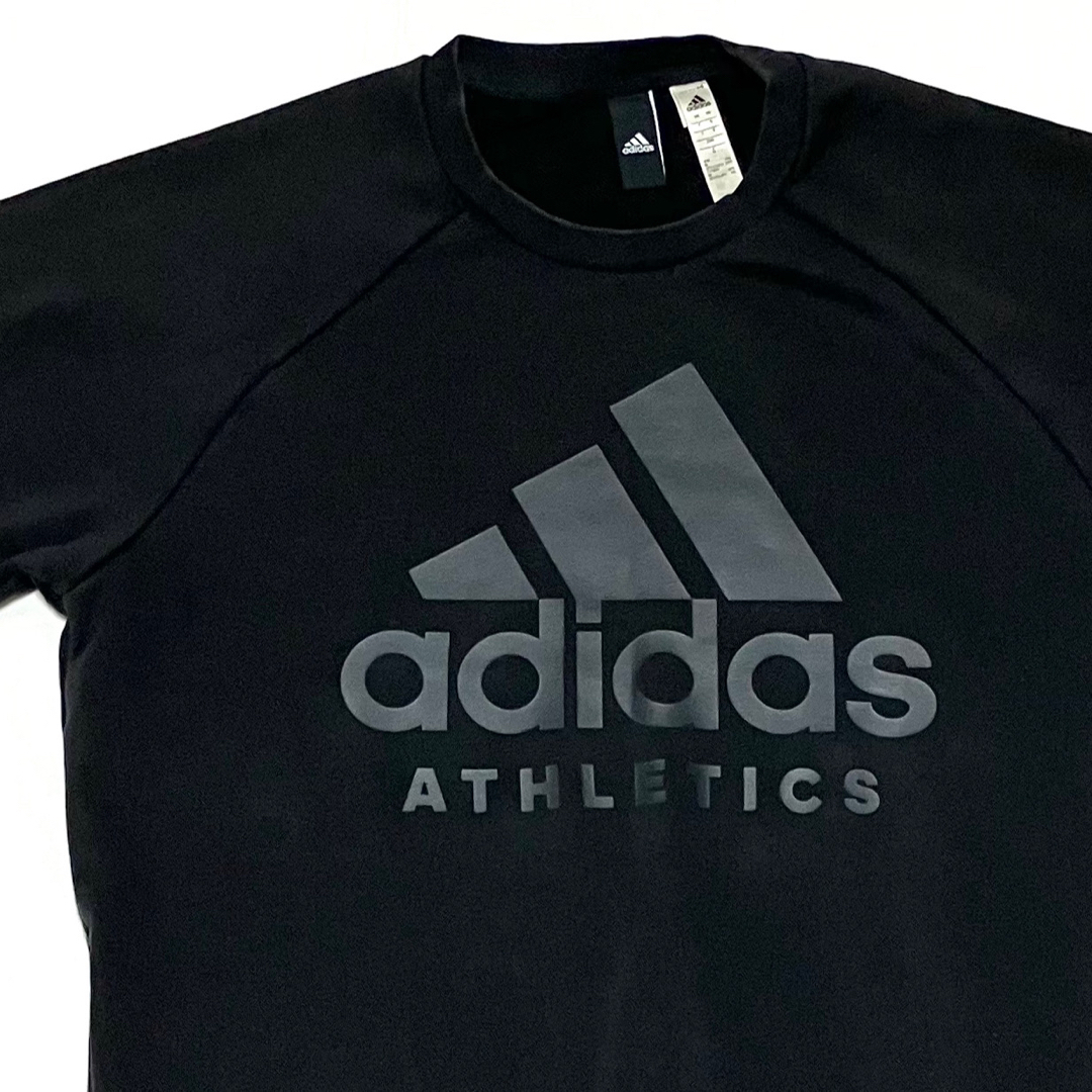 adidas(アディダス)のadidas アディダス 半袖クルーネックスウェット M 黒 メンズのトップス(Tシャツ/カットソー(半袖/袖なし))の商品写真