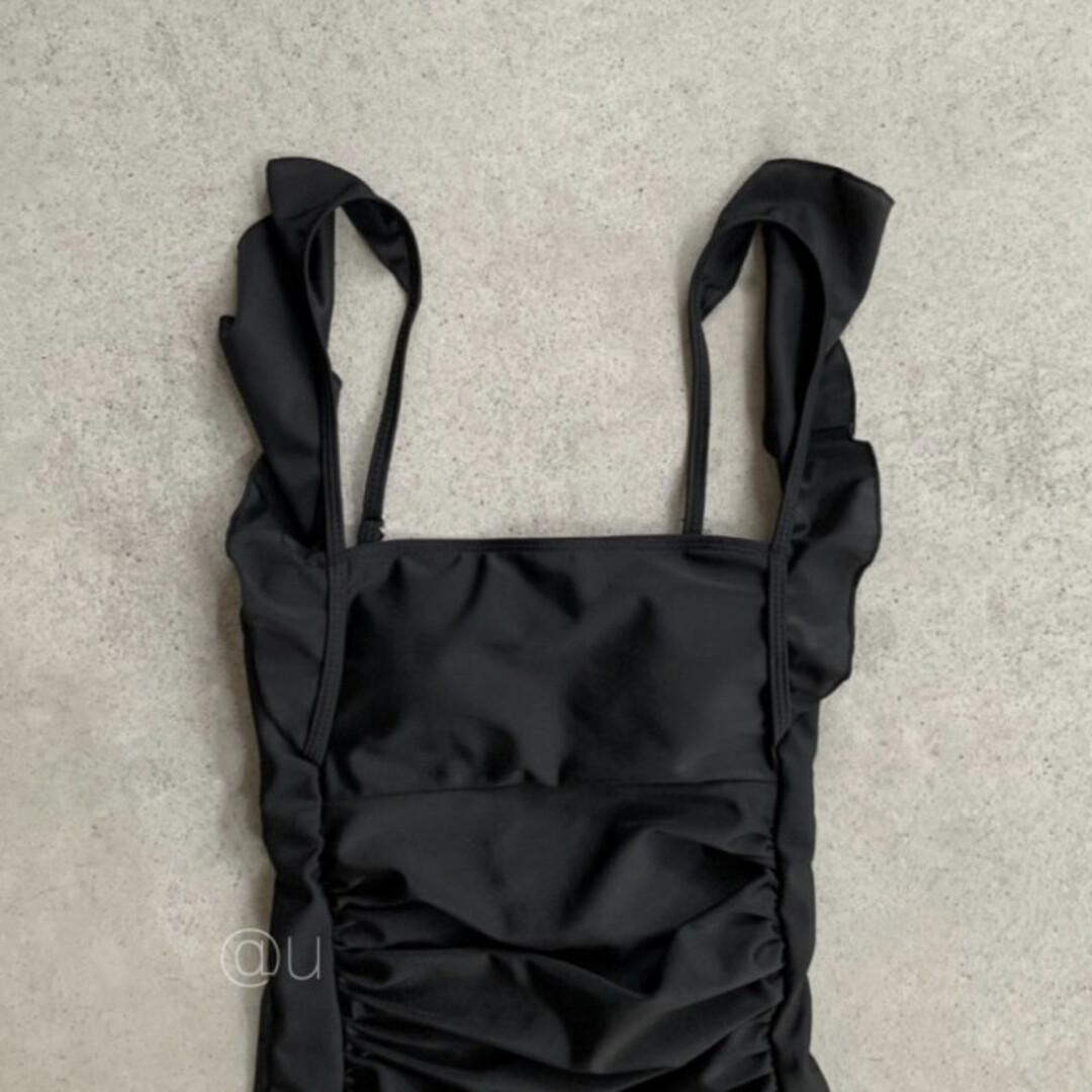 バック オープン バタフライ スイムウェア M 黒 ブラック 無地 キャミ 韓国 レディースの水着/浴衣(水着)の商品写真