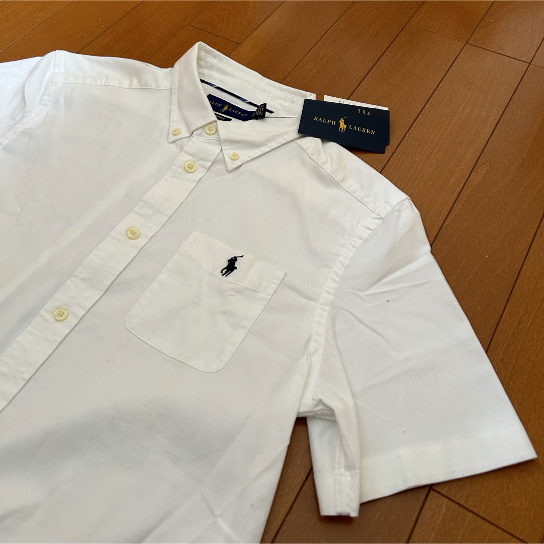 Ralph Lauren(ラルフローレン)の新品 90s POLO Ralph Lauren 半袖BDシャツ ホワイト メンズのトップス(シャツ)の商品写真