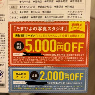 たまひよ　写真スタジオ　割引券　クーポン　7月31日まで　赤ちゃん　マタニティ(その他)