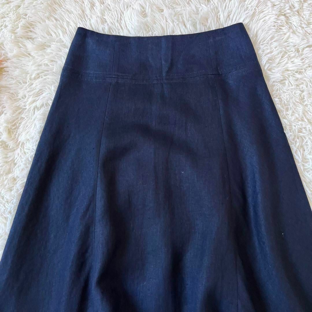 ebure(エブール)のebure エブール リネン 100％ フレア ロング スカート ネイビー レディースのスカート(ロングスカート)の商品写真