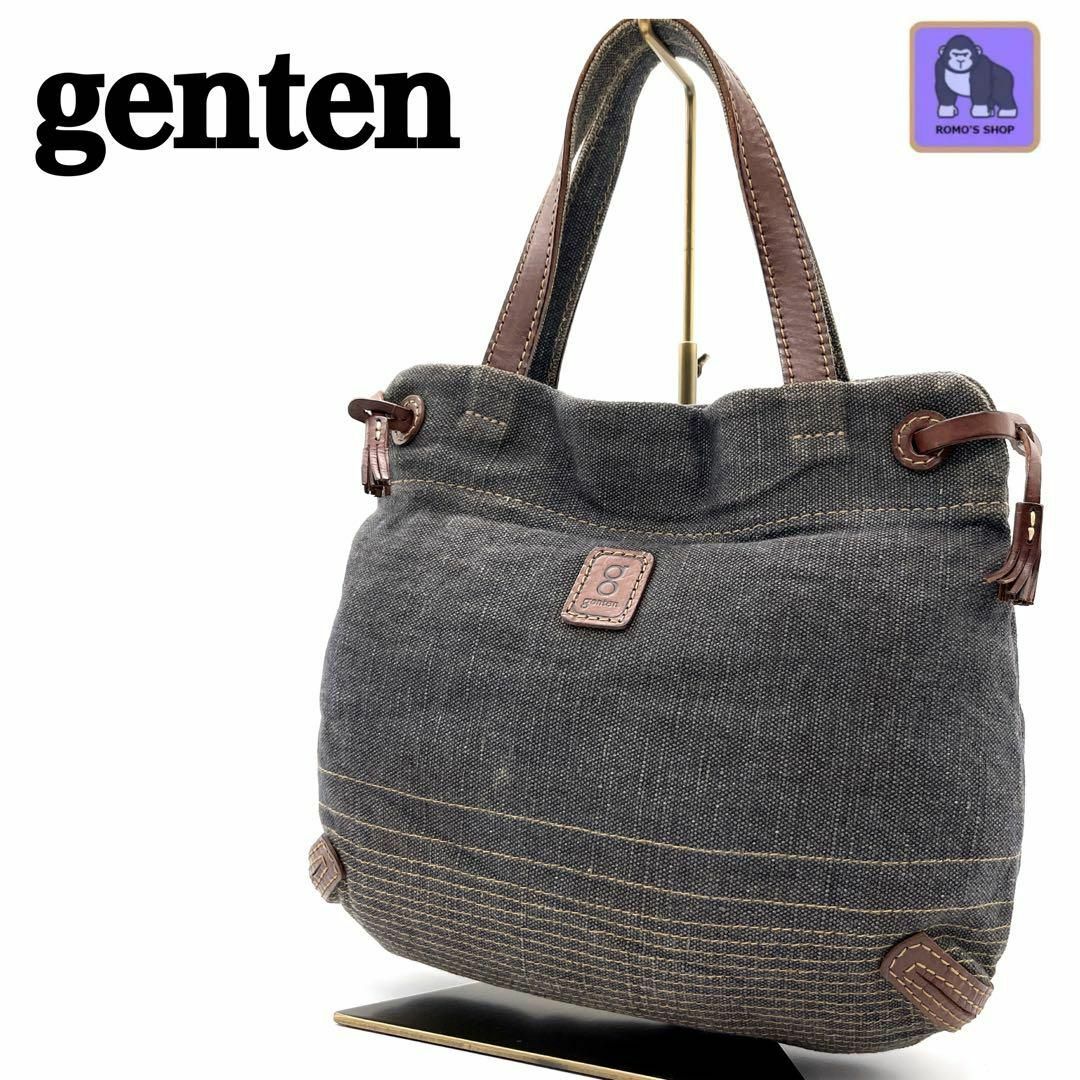 genten(ゲンテン)のgenten  ゲンテン　キャンパス×レザー　ハンドバック レディースのバッグ(ハンドバッグ)の商品写真