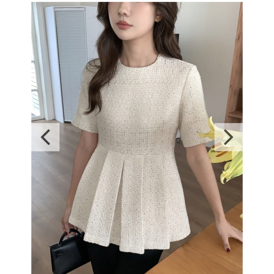 BIRTHDAY BASH(バースデーバッシュ)のbirthdaybash TWEED TUCK PEPLUM TOPS  レディースのトップス(カットソー(長袖/七分))の商品写真