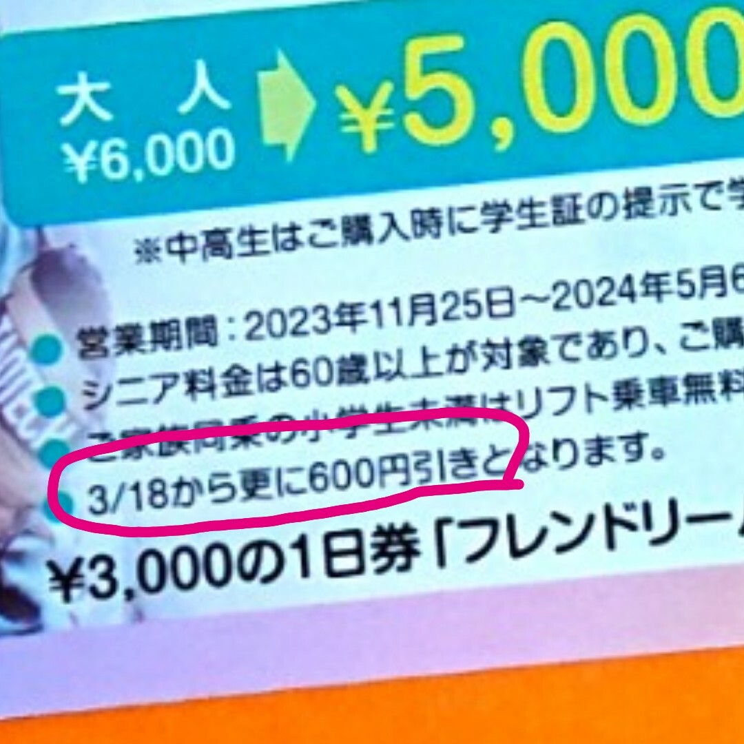 丸沼高原 ☆ リフト１日券 1600円割引券 チケットの施設利用券(スキー場)の商品写真