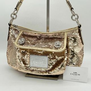 コーチ(COACH)の✨️美品✨️COACH ポピー ミニバッグ ハンドバッグ スパンコール ゴールド(ハンドバッグ)