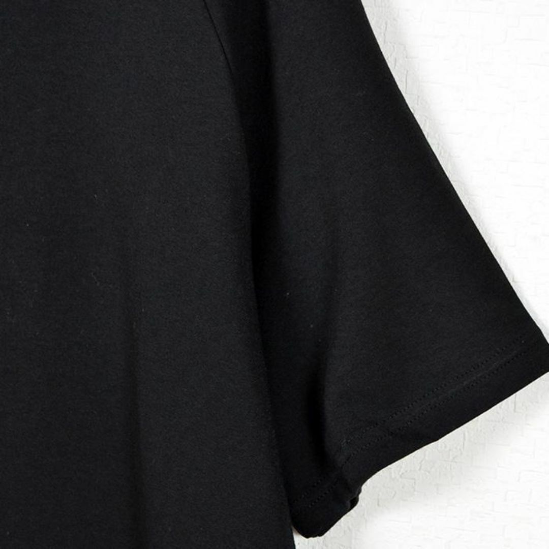 M~L サイドストライプ切替 チュニック レディース カットソー 半袖/ブラック レディースのトップス(チュニック)の商品写真