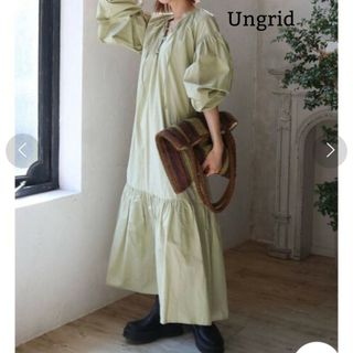 Ungrid - 完売品 アングリッド レースアップティアードマキシワンピース F ライトグリーン