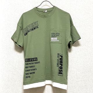 美品  パーフェクトダッシュ 重ね着風 ロゴプリント 半袖Tシャツ 160(Tシャツ/カットソー)