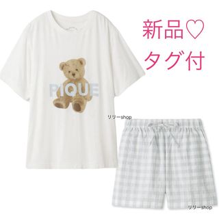 gelato pique - 新品タグ付♡ ジェラートピケ  PIQUEベア柄Ｔシャツ＆チェックパンツ ブルー