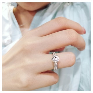 【新入荷】フリーサイズ　リング　指輪　銀　シルバー　ダイヤモンド風　プロポーズ(リング(指輪))