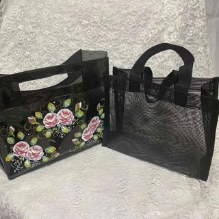 LOVE ROSE薔薇　メッシュバック　クリアバッグ　ビニールバッグ　セット(トートバッグ)