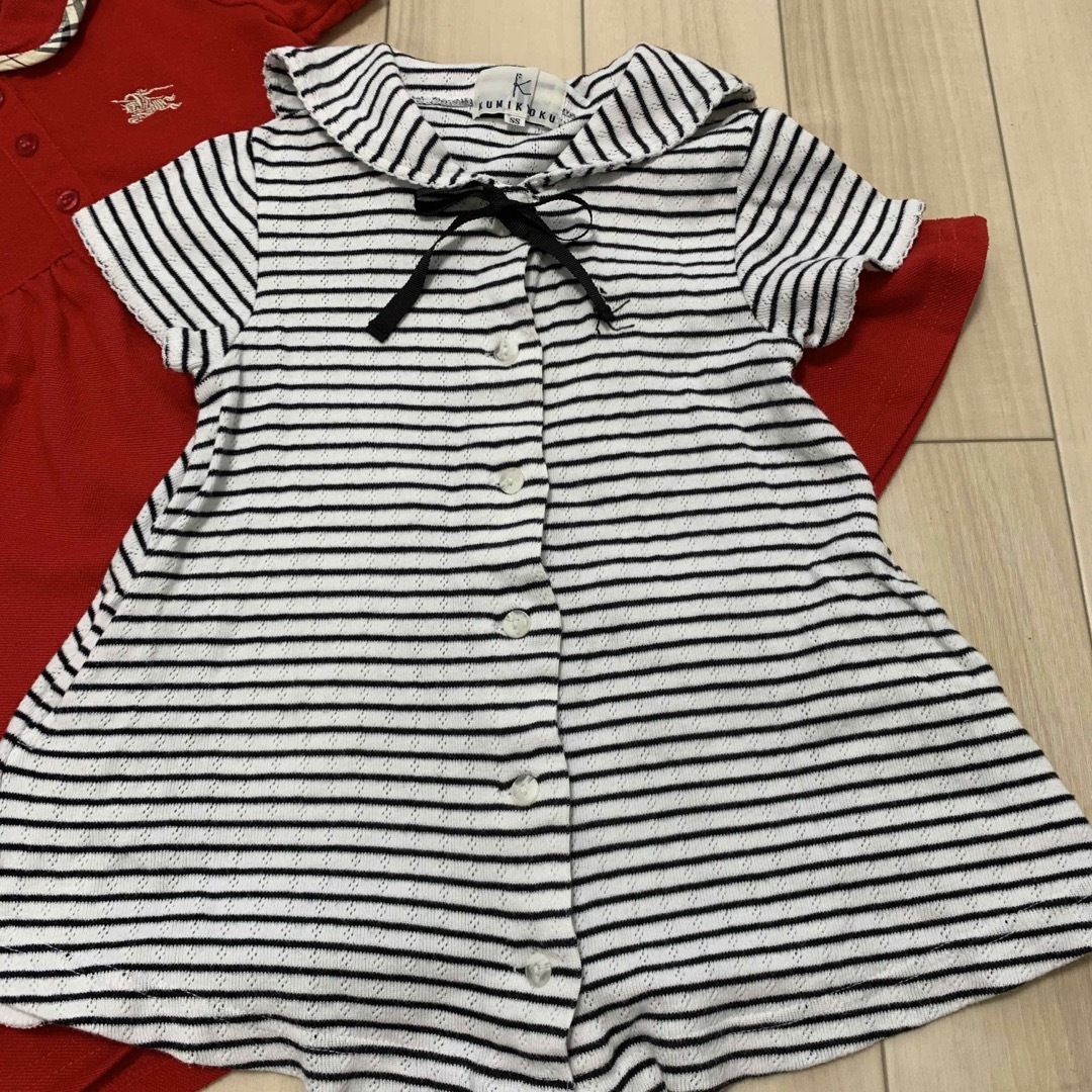 BeBe(ベベ)の組曲ワンピース90cm 赤ワンピース100cm キッズ/ベビー/マタニティのキッズ服女の子用(90cm~)(Tシャツ/カットソー)の商品写真