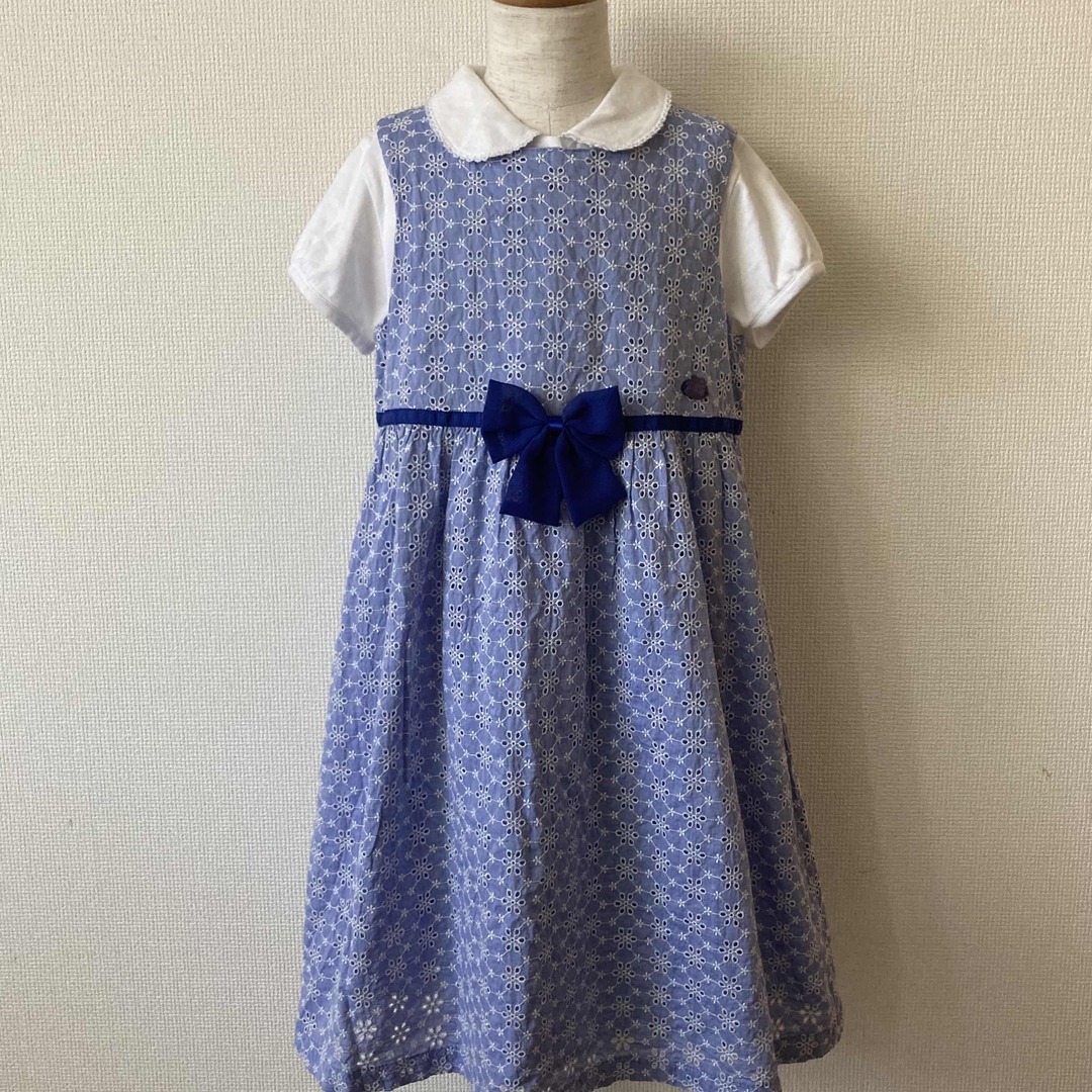 mikihouse(ミキハウス)のMIKI HOUSE ミキハウス 綿レース ワンピース ドレス ブルー 130 キッズ/ベビー/マタニティのキッズ服女の子用(90cm~)(ドレス/フォーマル)の商品写真