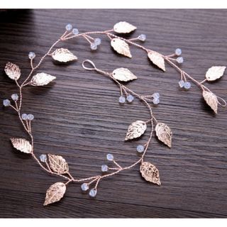 【新入荷】ヘッドドレス　髪飾り　上品　ローズゴールド　結婚式　記念撮影　高見え(その他)