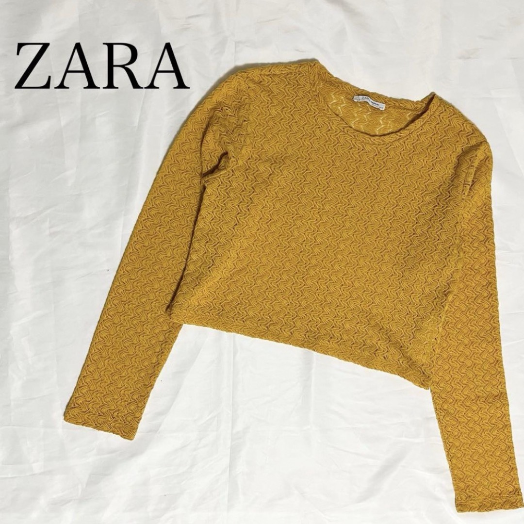 ZARA(ザラ)のZARA ショート丈トップス　イエロー　 レディースのトップス(カットソー(長袖/七分))の商品写真