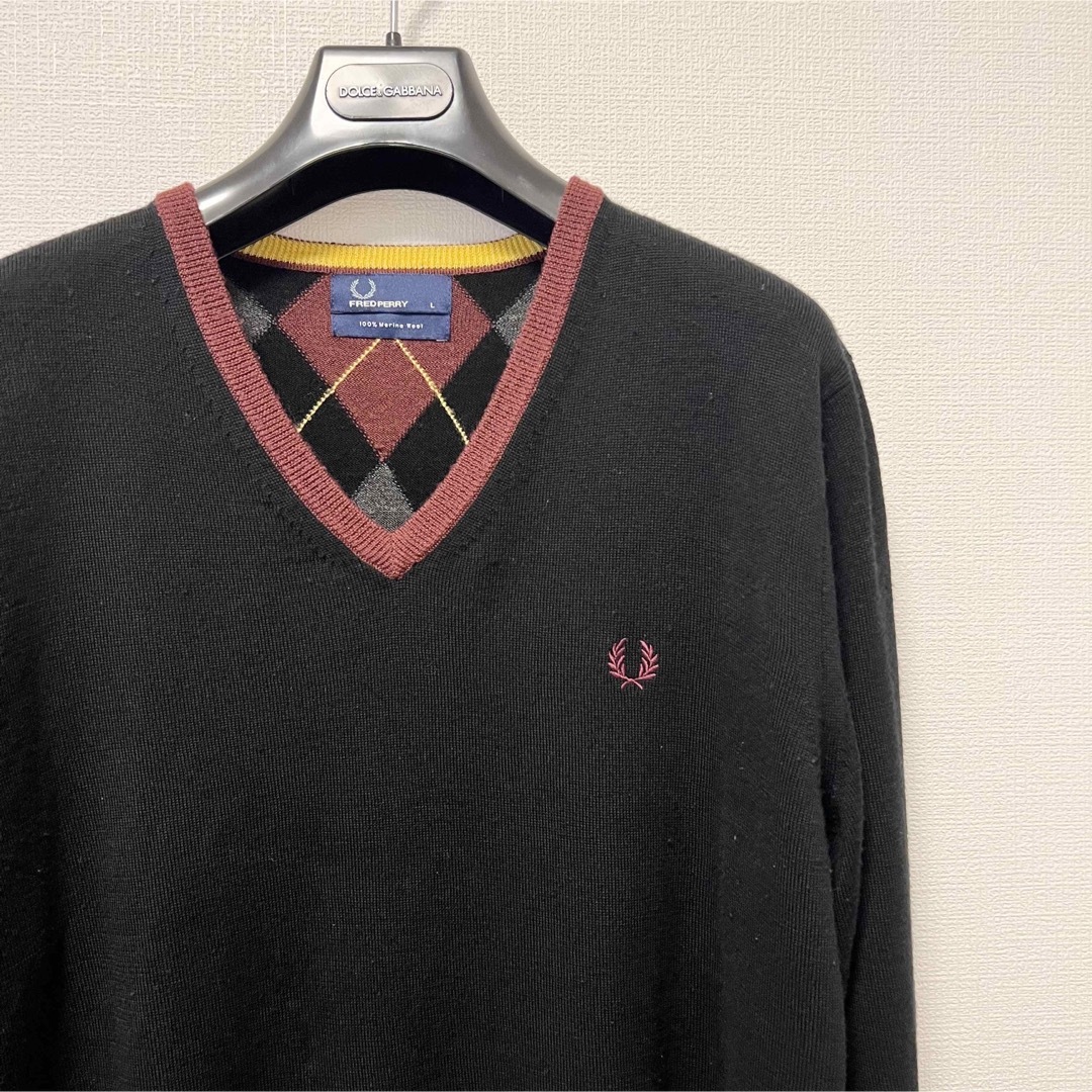 FRED PERRY(フレッドペリー)の【お値下げ歓迎、即日発送】フレッドペリー　ニット　セーター　アーガイル　メリノ メンズのトップス(ニット/セーター)の商品写真