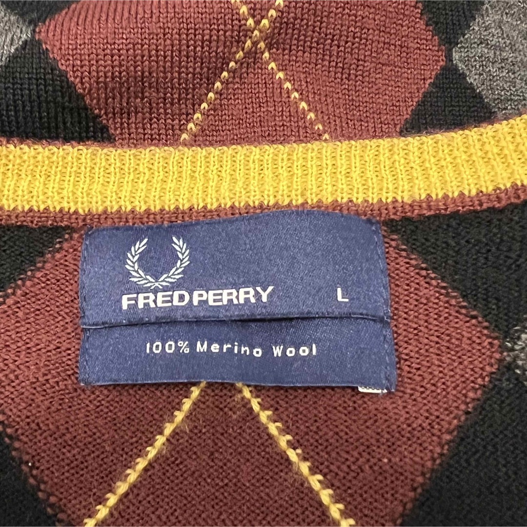 FRED PERRY(フレッドペリー)の【お値下げ歓迎、即日発送】フレッドペリー　ニット　セーター　アーガイル　メリノ メンズのトップス(ニット/セーター)の商品写真