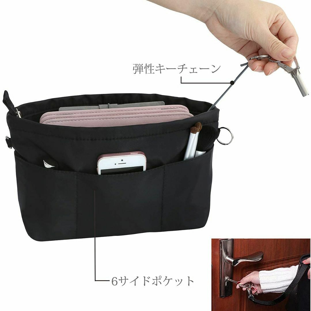 【色: ブラック】SHINGONE バッグインバッグ ナイロン A5 小さめ 横 メンズのバッグ(その他)の商品写真