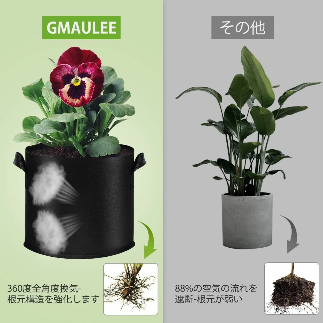 GMAULEE 不織布プランター 栽培袋 布鉢 1ガロン5個セット フェルト 植 その他のその他(その他)の商品写真