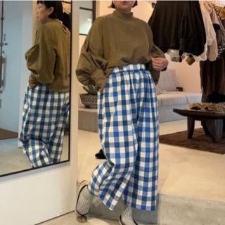 ito 作家　gom pants gingham 《blue×white》(カジュアルパンツ)