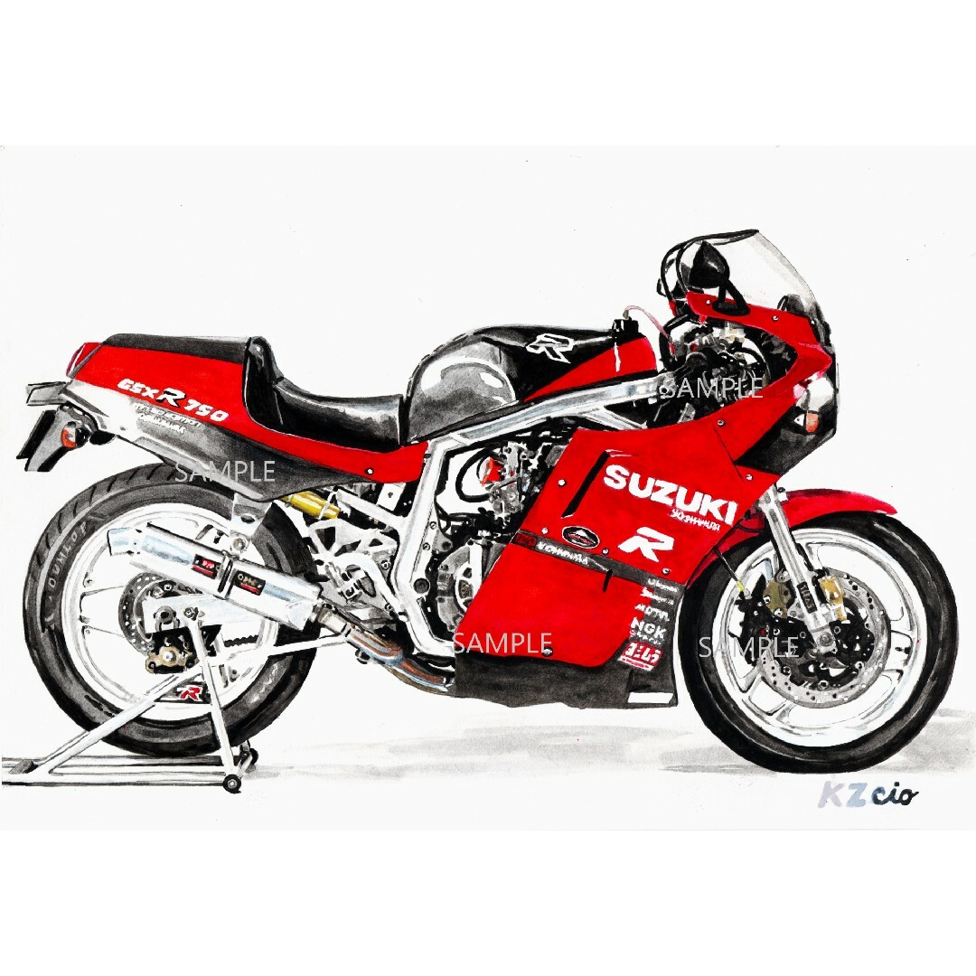 スズキ(スズキ)のスズキ GSXR750 リミテッドエディション 水彩画 バイク イラスト 自動車/バイクのバイク(その他)の商品写真