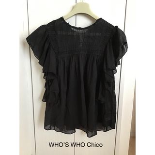 フーズフーチコ(who's who Chico)のWHO‘S WHO Chico ブラウス　ブラック(シャツ/ブラウス(半袖/袖なし))