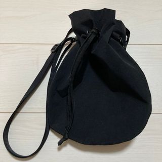 MUJI (無印良品) - MUJILaboリップルナイロン巾着サコッシュ黒／中古