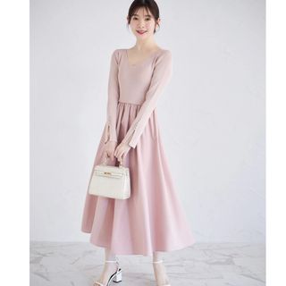 トッコクローゼット(TOCCO closet)の前後２ＷＡＹリブニット×タフタドッキングワンピース  tocco closet (ロングワンピース/マキシワンピース)