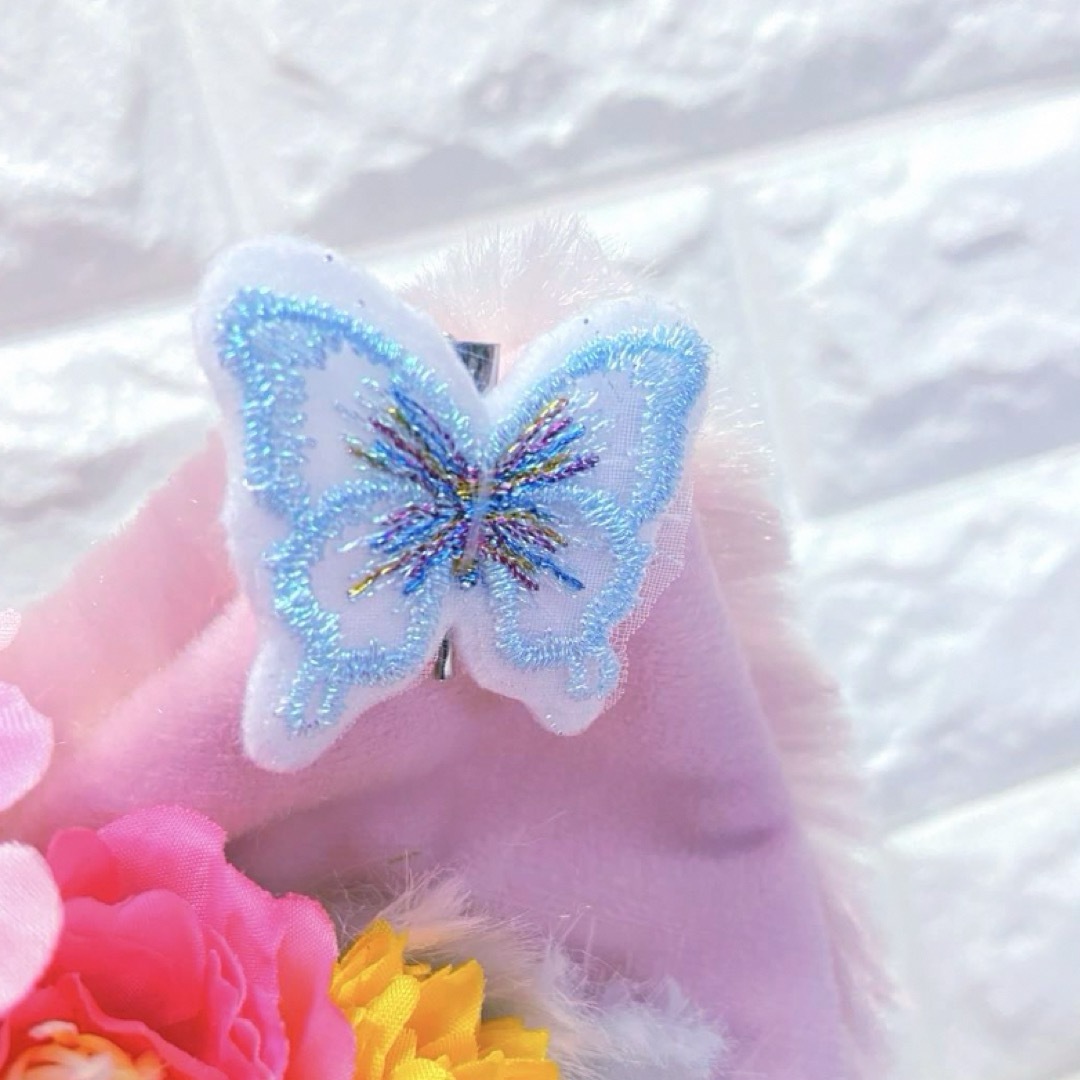 ヘッドドレス 蝶々つき♡ ぬいぐるみSサイズ用 カチューシャ ハンドメイドのペット(ペット服/アクセサリー)の商品写真