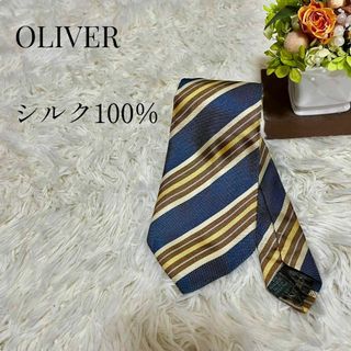 オリバー(oliver)の【大人気アイテム◎】OLIVER ストライプ柄ネクタイ イタリア製 ネイビー(ネクタイ)