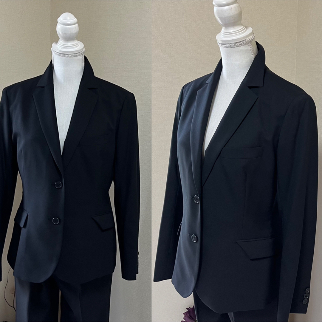 THE SUIT COMPANY(スーツカンパニー)の美品！大きいサイズ　スーツカンパニー　パンツスーツ　44 15号　黒　股下78 レディースのフォーマル/ドレス(スーツ)の商品写真