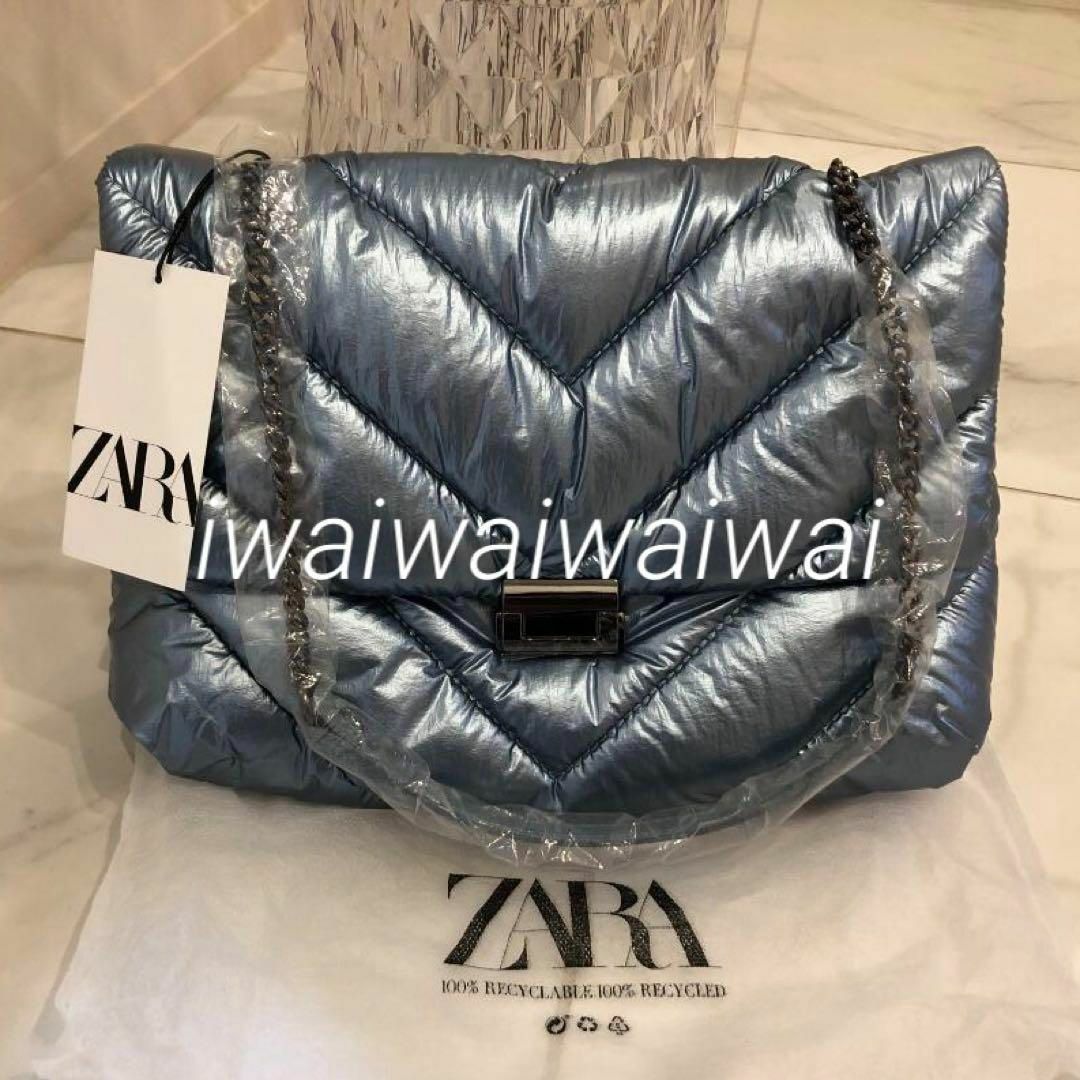 ZARA(ザラ)の新品 ZARA メタリック キルティング クロス ボディ ショルダー バッグ レディースのバッグ(ショルダーバッグ)の商品写真