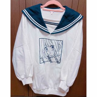 【美品】セーラー襟ワンピース　オーバーサイズ(ミニワンピース)