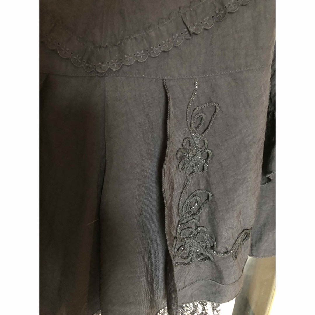 ロングスカート　ブラック　レース　フレア　ラメ レディースのスカート(ロングスカート)の商品写真