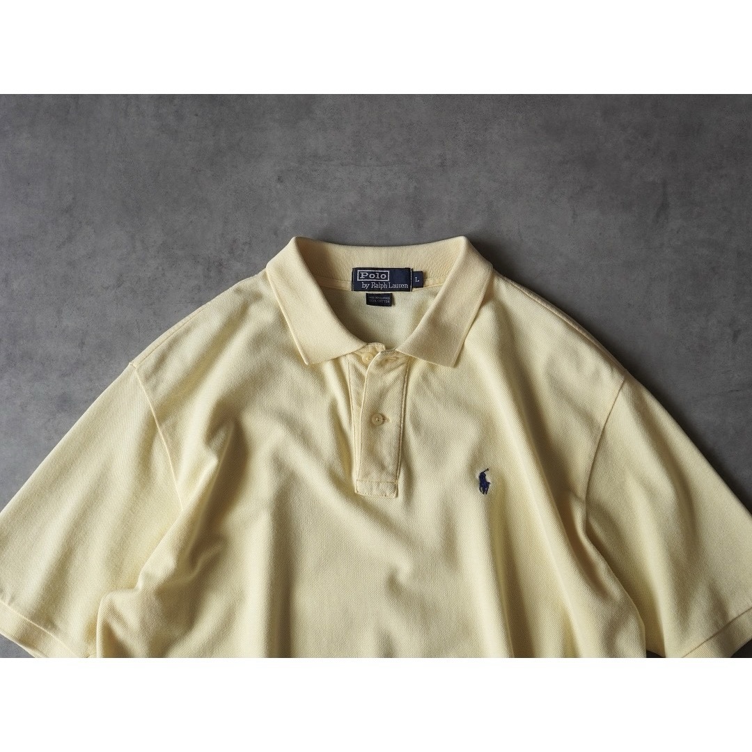 POLO RALPH LAUREN(ポロラルフローレン)の90s Ralph Lauren 短丈 ポロシャツ ワンポイント イエロー メンズのトップス(ポロシャツ)の商品写真