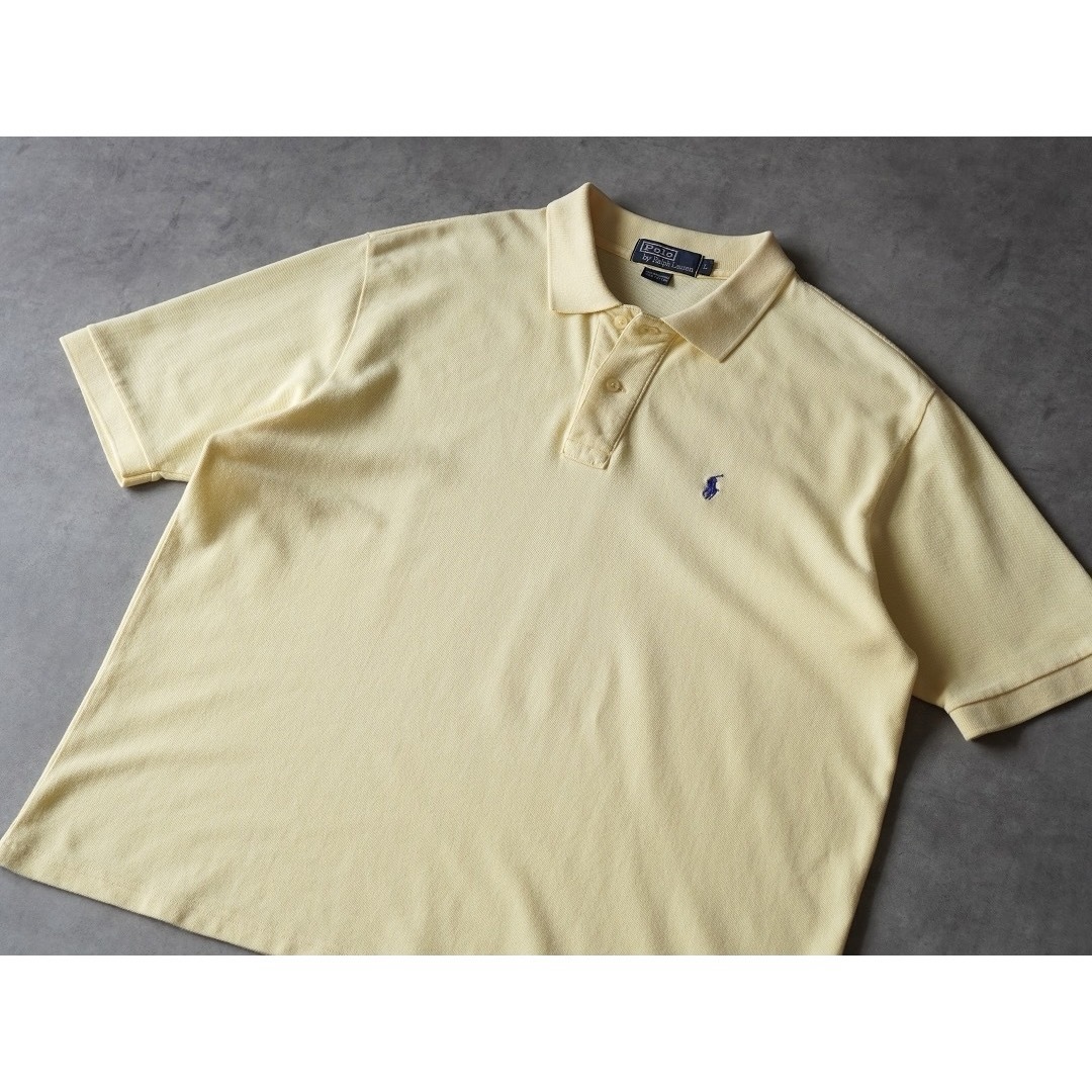 POLO RALPH LAUREN(ポロラルフローレン)の90s Ralph Lauren 短丈 ポロシャツ ワンポイント イエロー メンズのトップス(ポロシャツ)の商品写真