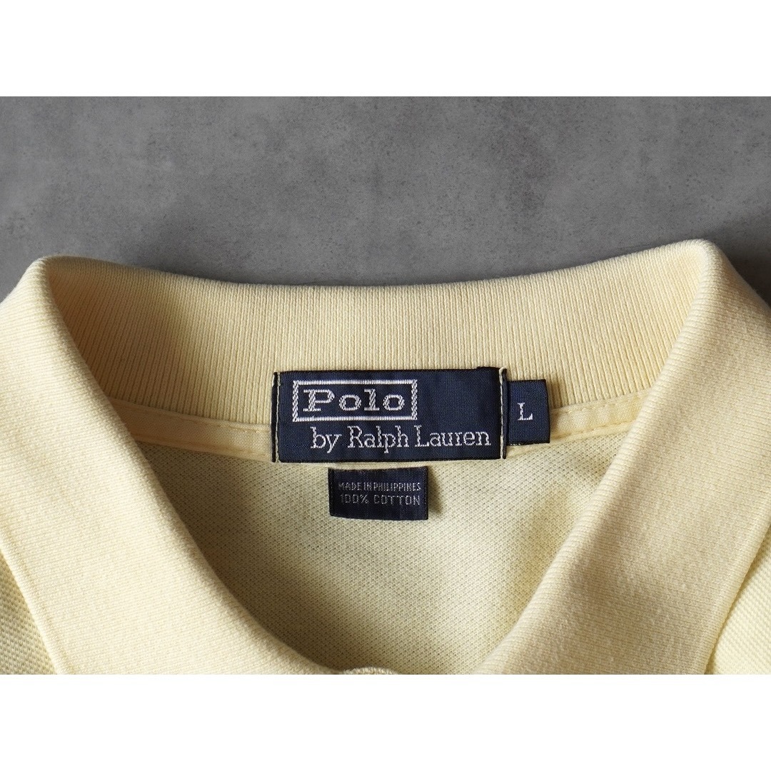 POLO RALPH LAUREN(ポロラルフローレン)の90s Ralph Lauren 短丈 ポロシャツ ワンポイント イエロー メンズのトップス(ポロシャツ)の商品写真