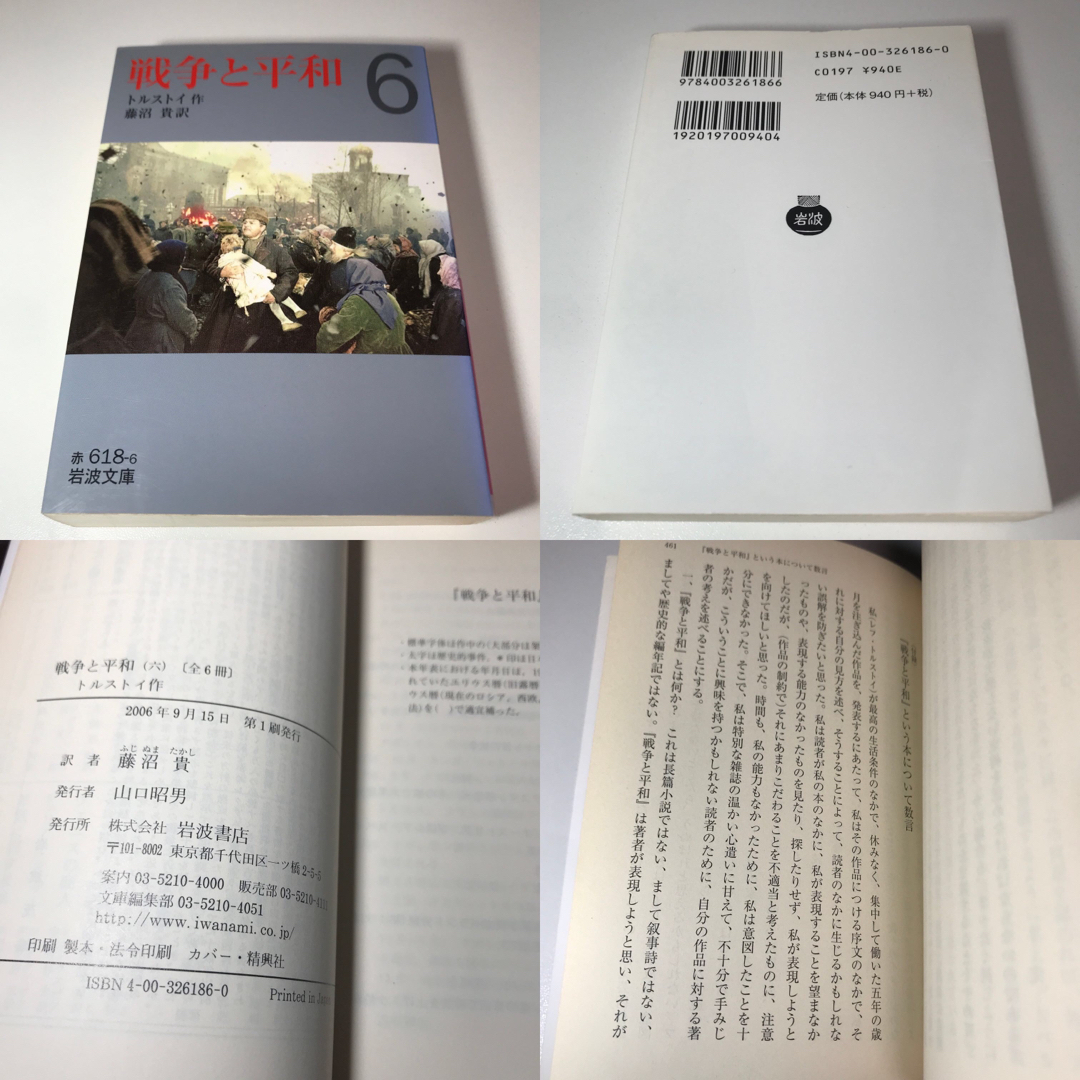 岩波書店(イワナミショテン)の戦争と平和 全6巻 トルストイ エンタメ/ホビーの本(文学/小説)の商品写真