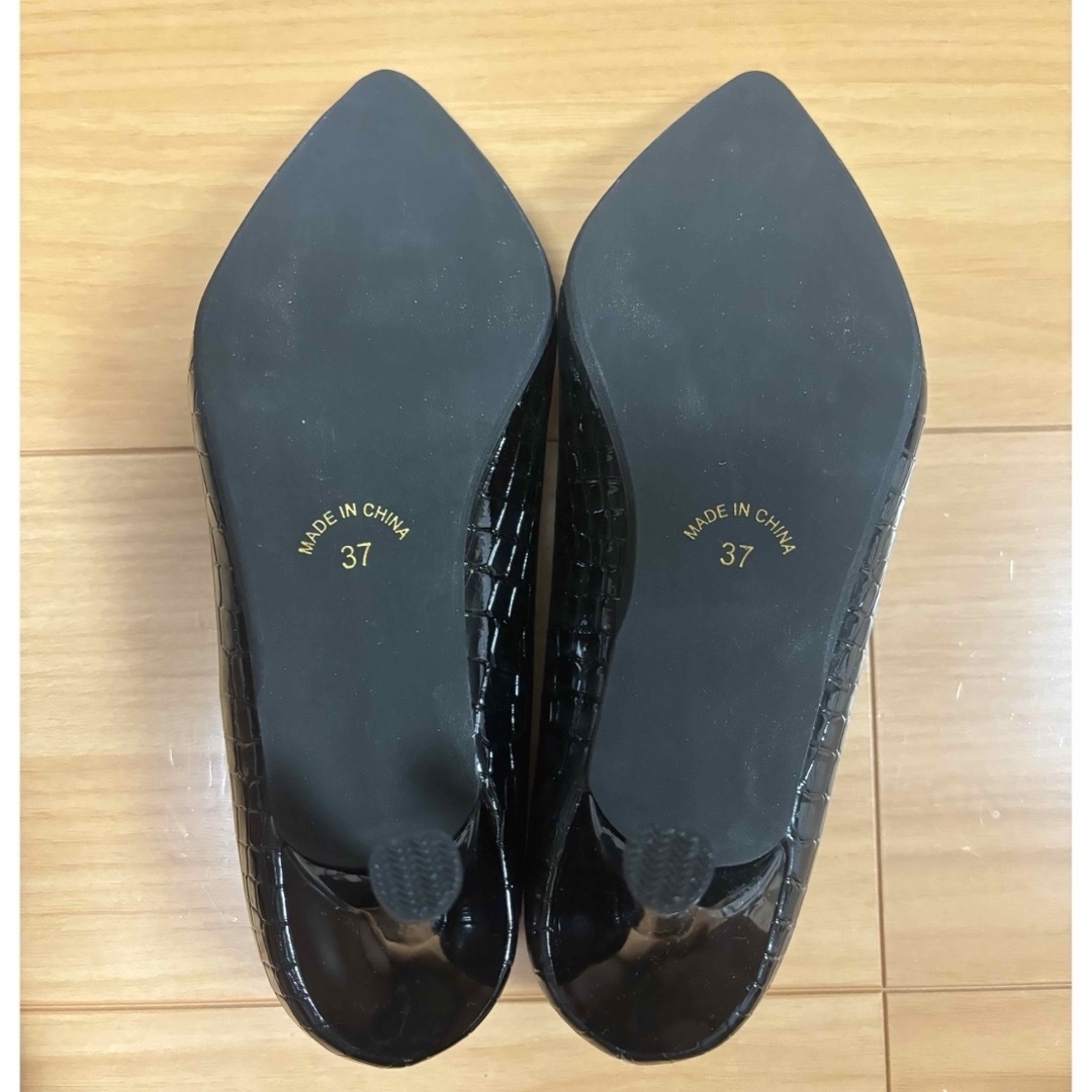 ブラック型押しハイヒールパンプス23cm/7cmヒール レディースの靴/シューズ(ハイヒール/パンプス)の商品写真