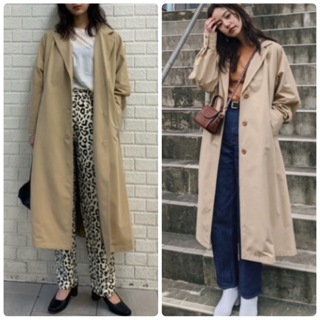 moussy(マウジー)の【新品タグ付】moussy OVER LONG ジャケット　ベージュ　サイズ0 レディースのジャケット/アウター(トレンチコート)の商品写真