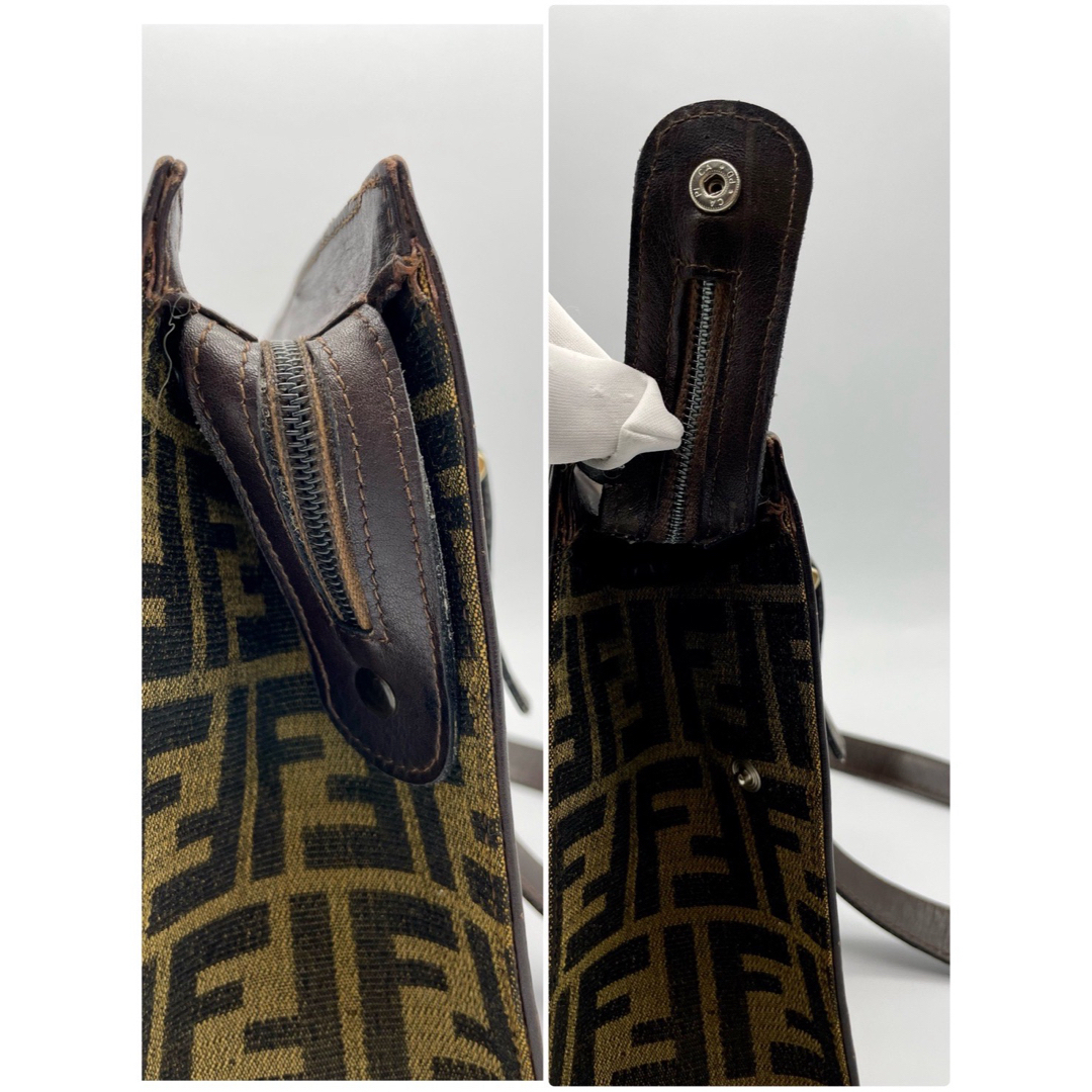 FENDI(フェンディ)の✨美品✨フェンディ トートバッグ ズッカ FFロゴ シルバ－金具 PVC×レザー レディースのバッグ(ショルダーバッグ)の商品写真