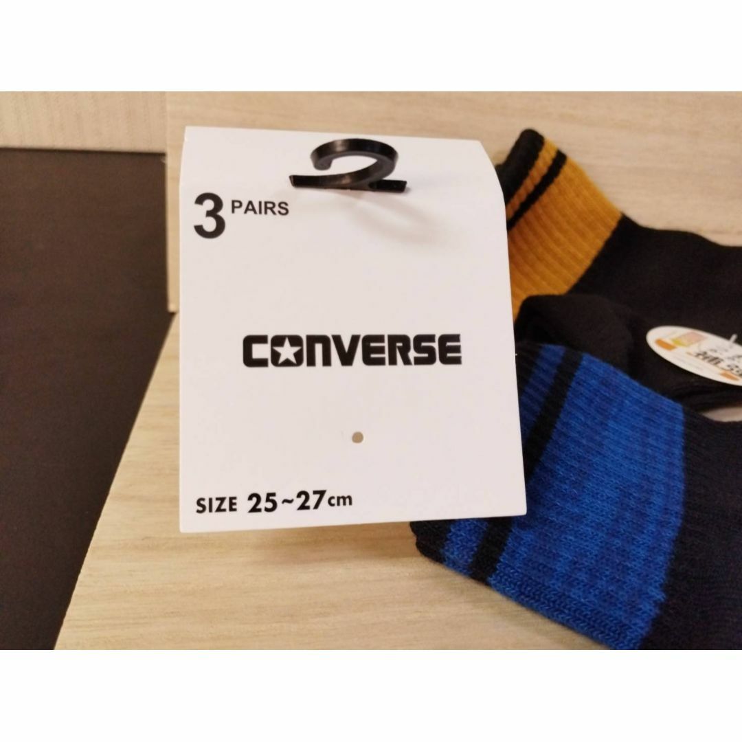 CONVERSE(コンバース)のaコ）黒紺灰）３Ｐ）25-27）福助コンバース靴下ショートソックス綿混13729 メンズのレッグウェア(ソックス)の商品写真