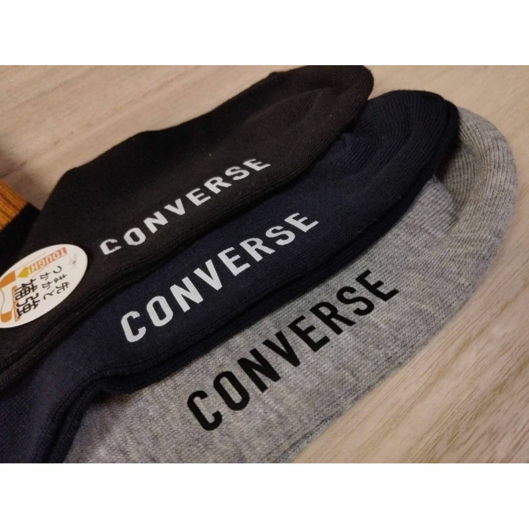 CONVERSE(コンバース)のaコ）黒紺灰）３Ｐ）25-27）福助コンバース靴下ショートソックス綿混13729 メンズのレッグウェア(ソックス)の商品写真