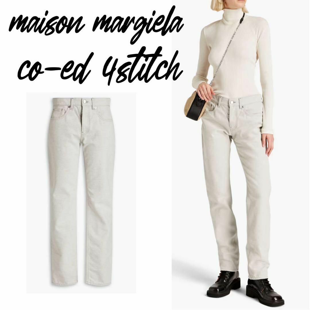 Maison Martin Margiela(マルタンマルジェラ)のマルジェラ ストレートジーンズ 4ステッチ ホワイト グレー 38 レディースのパンツ(デニム/ジーンズ)の商品写真