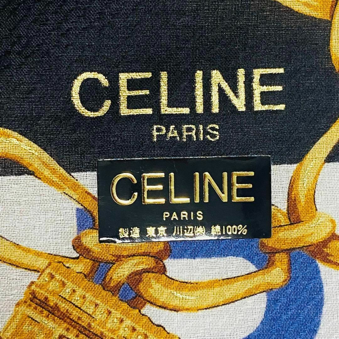 celine(セリーヌ)の★CELINE★ ハンカチ 大判 チェーン 凱旋門 アルファベット 綿 レッド レディースのファッション小物(ハンカチ)の商品写真