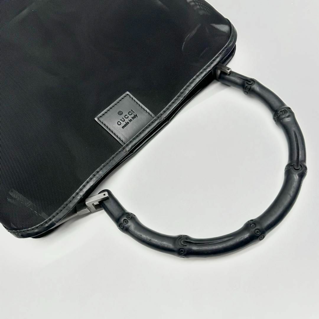 Gucci(グッチ)の【極美品✨】 グッチ ハンドバッグ バンブー メッシュ ポーチ付き ブラック レディースのバッグ(ハンドバッグ)の商品写真