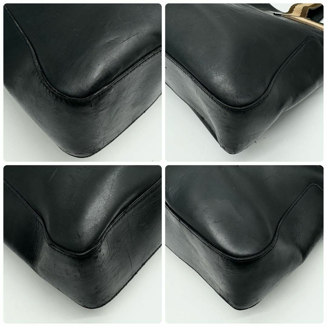 Gucci(グッチ)のGUCCI ウェビングライン トートバッグ ハンドバッグ  A4 本革 黒 レディースのバッグ(トートバッグ)の商品写真