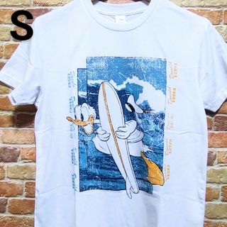 ディズニー(Disney)の【新品】ディズニー ドナルドダック Tシャツ S ホワイト 良デザイン(Tシャツ/カットソー(半袖/袖なし))